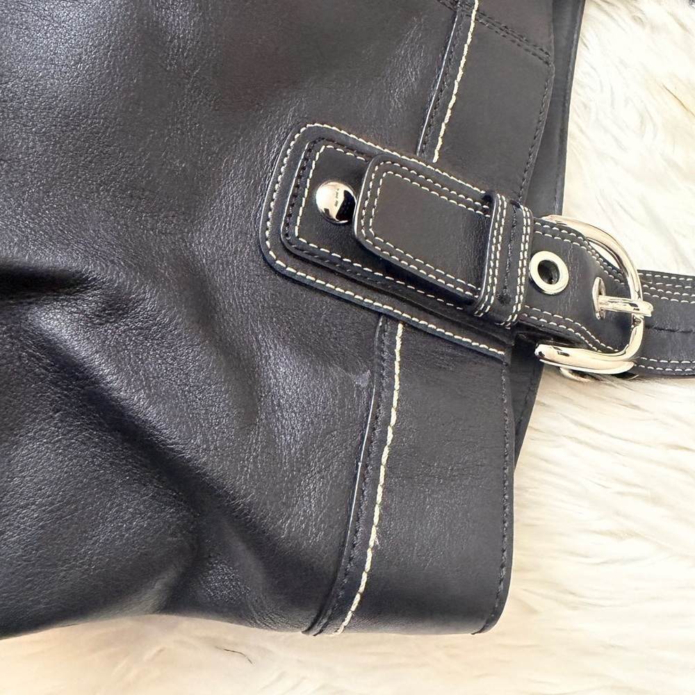 Coach Soho Pleated Leather Black Large Tote Purse Handbag F13733 - Picture 5 of 11